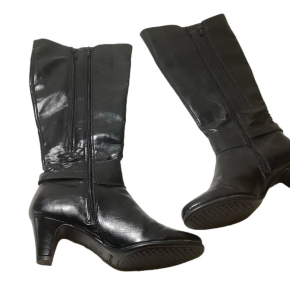Aerosoles Black Leather Expandable Calf heeled boots size 9.5 - Picture 7 of 8